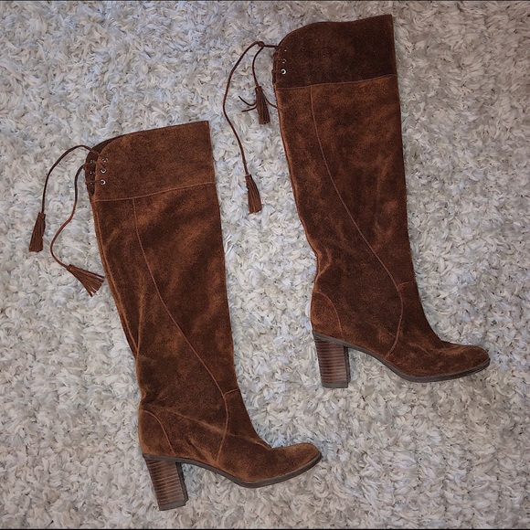 Dr. Scholl's Shoes - Over the knee- leather tie heeled boots